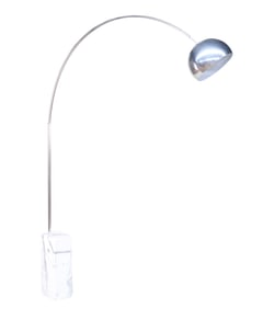 Modern Brushed Nickle and Marble Arc Floor Lamp