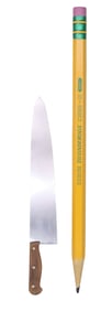 Pop Art Oversized Pencil and Kitchen Knife