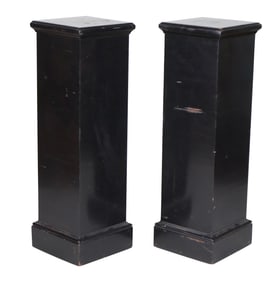 Pair of Black Painted Square Pedestals