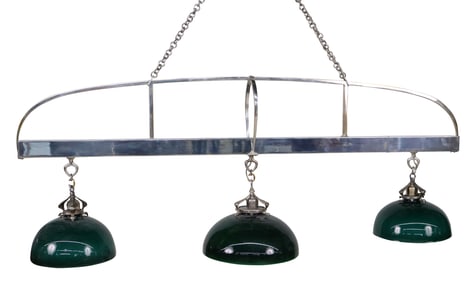 Art Deco Chrome Three Light Billiard Light