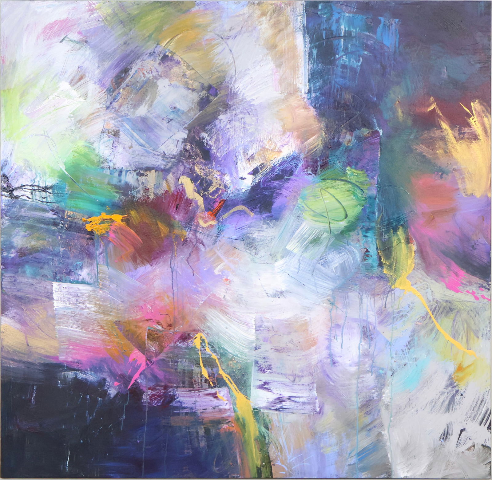 Jonas Gerard, 1941-2020, Outer Silence, Inne Melody, Mixed Media on Canvas: Jonas Gerard1941-2020Outer Silence, Inne MelodyMixed Media on CanvasSigned, titled, and dated 10/31/12 verso. Transformed on 2/28/14.60 x 60 in. (152.4 x 152.4 cm.)