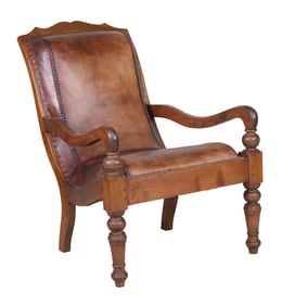 Walnut Leather-Upholstered Campeachy Chair