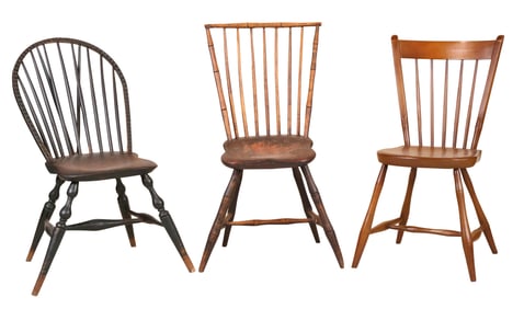 Three Spindle Back Side Chairs
