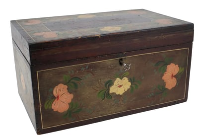 Stencil Decorated Mahogany Document Box