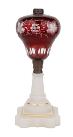 Ruby Cut to Clear Glass Fluid Lamp