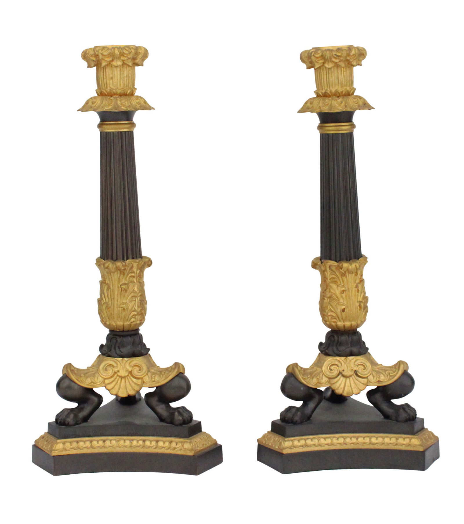 Pair of Charles X Style Parcel-Gilt Metal Candlesticks (1 of 8)