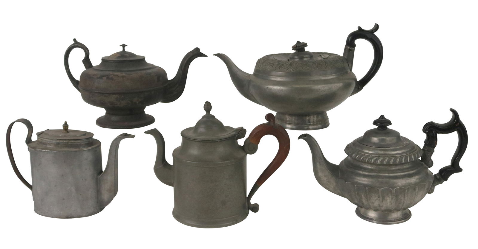 Five Tin and Pewter Teapots (1 of 7)