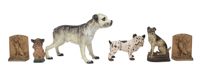 Four Painted Cast-Iron Dog-Form Doorstops