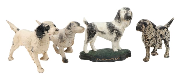 Four Painted and Cast-Iron English Setter Doorstops