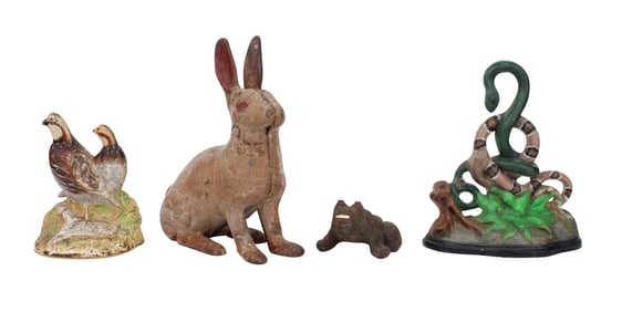 Four Animal Form Cast-Iron Doorstops