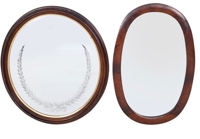 Two Oval Mahogany Mirrors