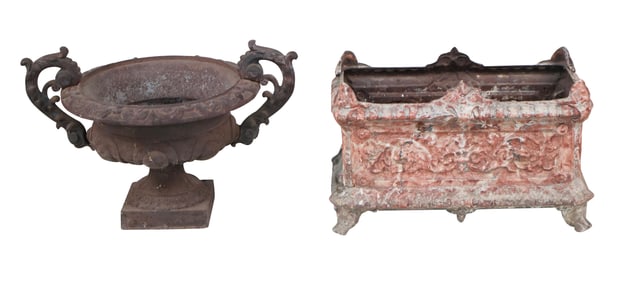 Two Cast-Iron Planters