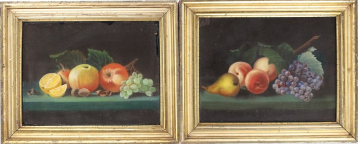 Pair of Folk Art Still Lifes, Pastel on Paper
