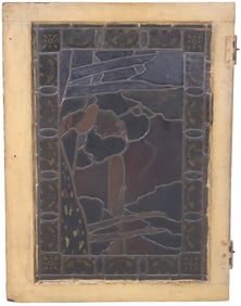 Stained Glass Window of a Satyr in a Landscape