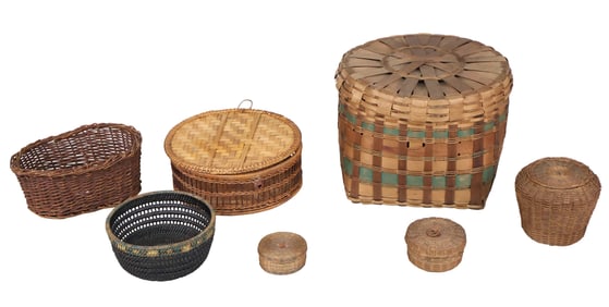Six Assorted Woven Baskets