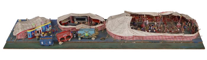 Fabric and Painted Wood Circus Model
