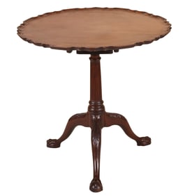 George II Mahogany Piecrust Bird Cage Tilt Top Table