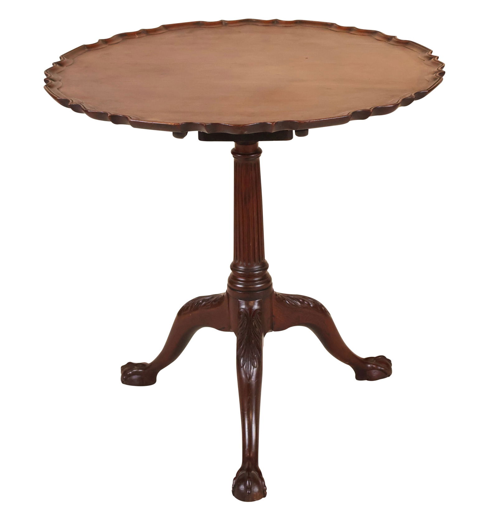 George II Mahogany Piecrust Bird Cage Tilt Top Table: George II Mahogany Piecrust Bird Cage Tilt Top TableEnglish, 18th C.28 1/4 x 28 1/2 in. (71.8 x 72.4 cm.)