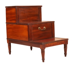 Regency Mahogany Leather Inset Library Steps