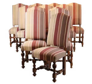 Twelve Similar Jacobean Style Turned Oak Dining Chairs