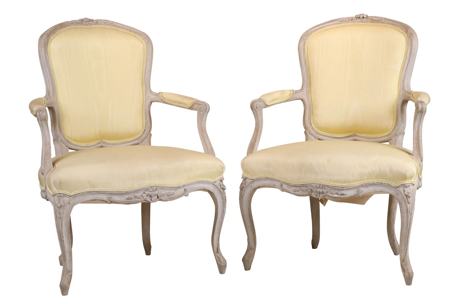 Pair of Louis XV White Painted Fauteuil en Cabriolet (1 of 12)