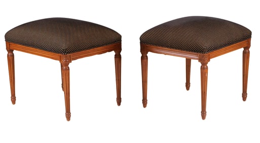 Pair of Louis XVI Style Mahogany Stools