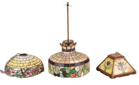 Three Stained Glass Hanging Lights