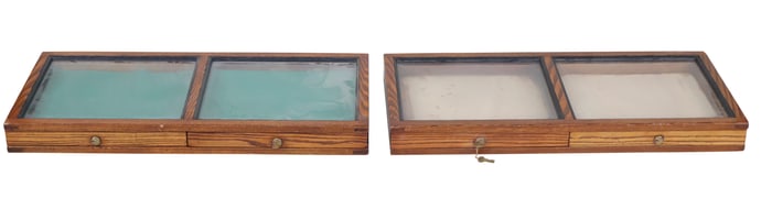 Two Oak Tabletop Jewelry Display Cases