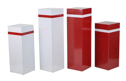 Four Red and Grey Pedestals