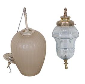 Art Deco Art Glass Vase, Fitted as a Hanging Lamp