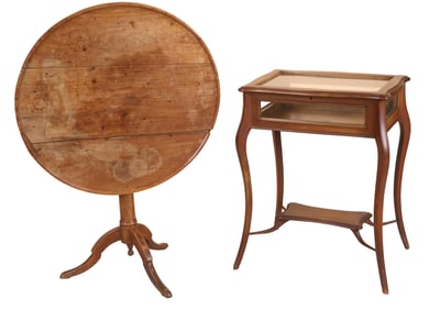 Neoclassical Style Walnut Vitrine Table