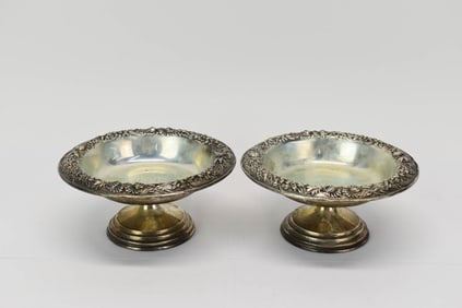 Pair of S Kirk & Sons Sterling Silver Footed Compotes