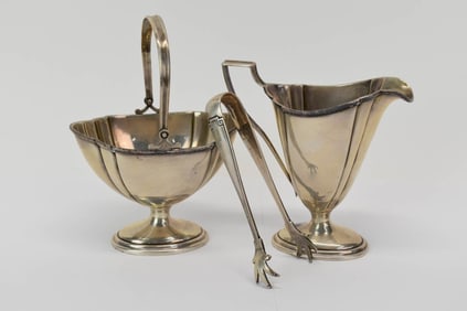 F.S. & Co Sterling Silver Creamer and Sugar Basket