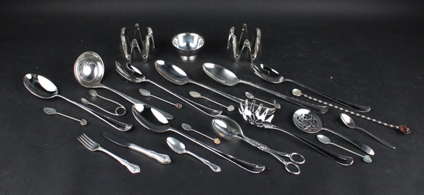 Nine Modern Silver Plated Long Handled Hostess Ware
