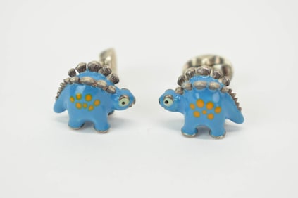 Pair of Deakin & Francis Sterling Silver Dinosaur Cufflinks