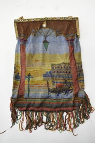 Antique Glass Beaded Purse of Venetian Scene