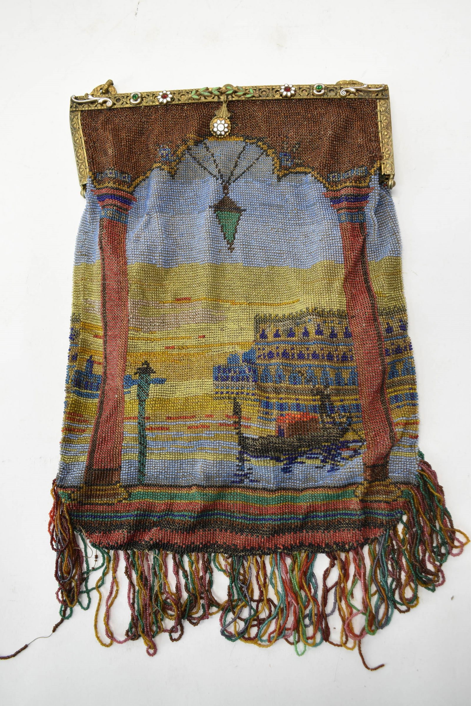 Antique Glass Beaded Purse of Venetian Scene (1 of 9)