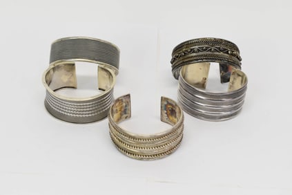 Group of Five Assorted Sterling Silver Cuff Bracelets
