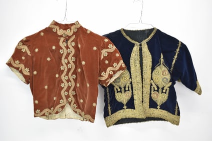 Two Vintage Cepken Velvet Embroidered Short Jacket