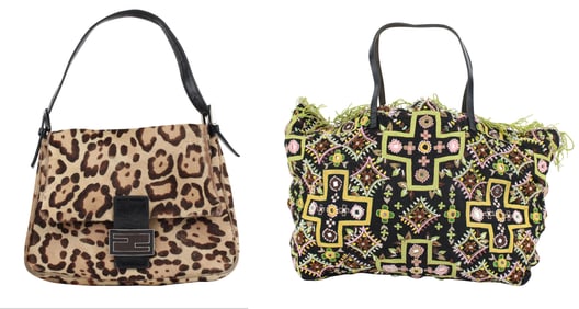 Faux Fendi Pony Hair Leopard Print Bag