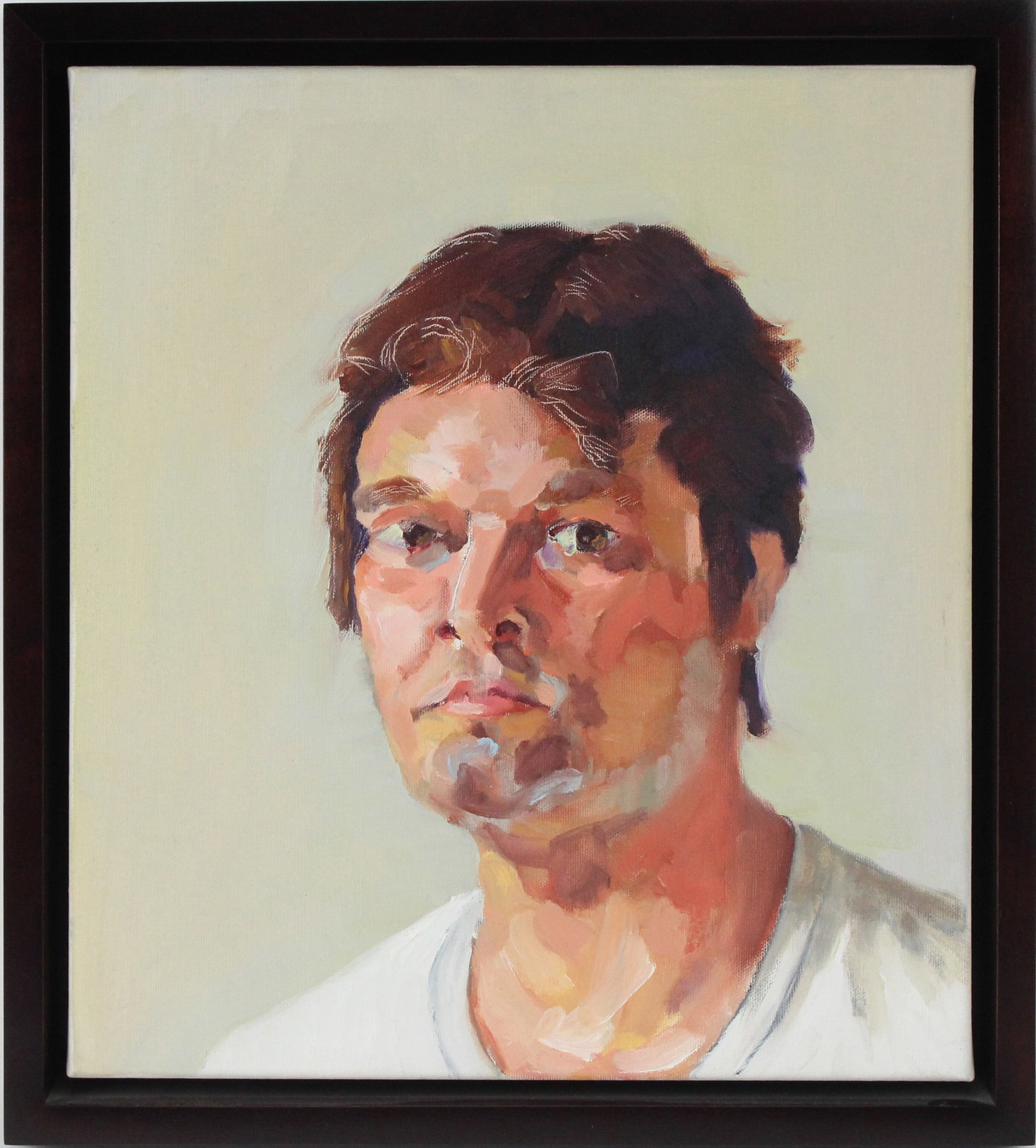 Mark Pacheco, Self-Portrait, Oil on Canvas: Mark Pacheco, Self-Portrait, Oil on Canvas Mark Pacheco, Self-Portrait Oil on Canvas Signed verso. Sight:16 x 14 in. (40.6 x 35.6 cm.), Frame: 18 x 16 x 2 1/2 in. (45.7 x 40.6 x 6.4 cm.)