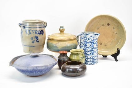 Group of Assorted Modern Stoneware Tables Articles