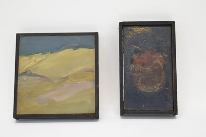 Two Modern Abstract Oil On Boards