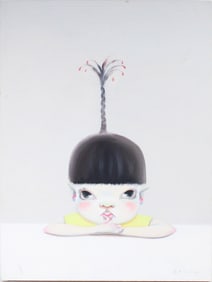 Jenzi, Little Girl with Ponytail, Oil on Canvas