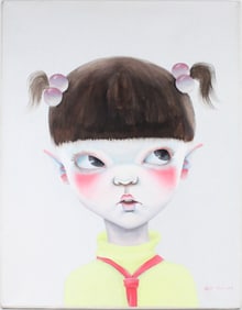 Jenzi, Little Girl with Pigtails, Oil on Canvas