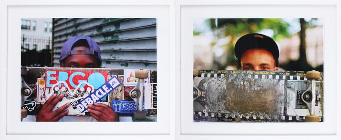 Man Holding a Skateboard, Digital Photograph Print