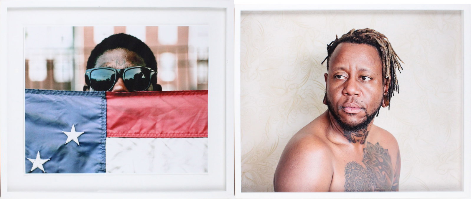 Amy Elkins, Amir, Atlanta, GA 2016, Chromogenic Print: Amy Elkins Amir, Atlanta, GA 2016 Chromogenic Print From the series Wallflower II. Together with a chromogenic print of a gang member holding a flag. 2 pieces. Sight: 20 x 24 in. (50.8 x 61 cm.), Fram