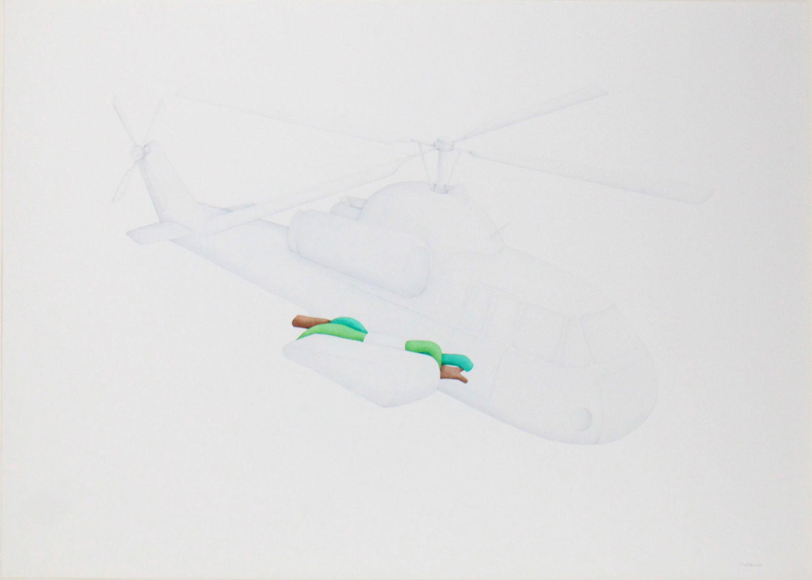 Catarina Leitao, 1970, Helicopter, Watercolor: Catarina Leitao1970HelicopterWatercolorDated 2005, signed in pencil, labeled verso.Sight: 20 x 28 in. (50.8 x 71.1 cm.), Frame: 23 x 30 1/2 in. (58.4 x 77.5 cm.)