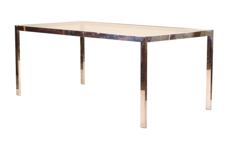 Contemporary Chrome and Glass Dining Table