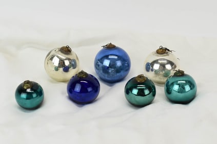 Group of Seven Assorted Glass Christmas Kugels